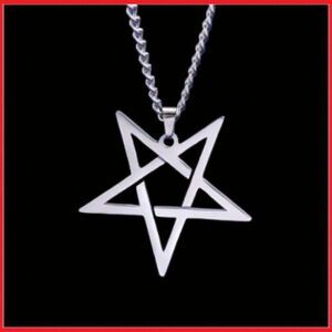 Inverted Pentagram Necklace Amulet Pendant & Chain Gothic Heavy Metal Jewelry